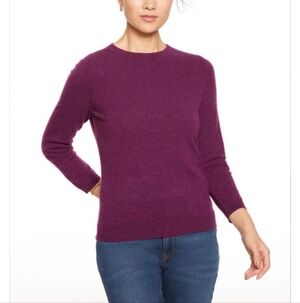 NWT Talbots Audrey Cashmere Sweater Mp Pure Cashmere In Dark Pretty Plum Heather